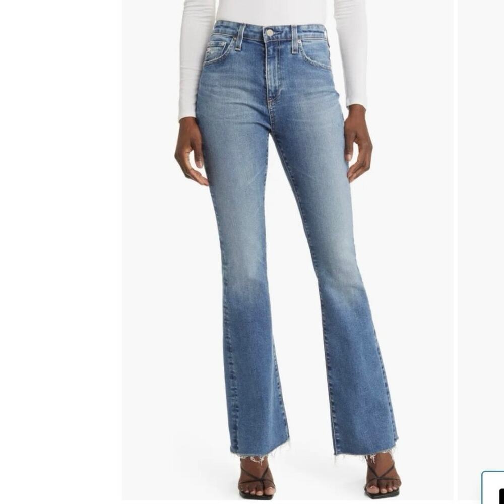 NWT! Womens Adriano Goldschmied Farrah Raw Hem High Waist Bootcut Jeans Size 28